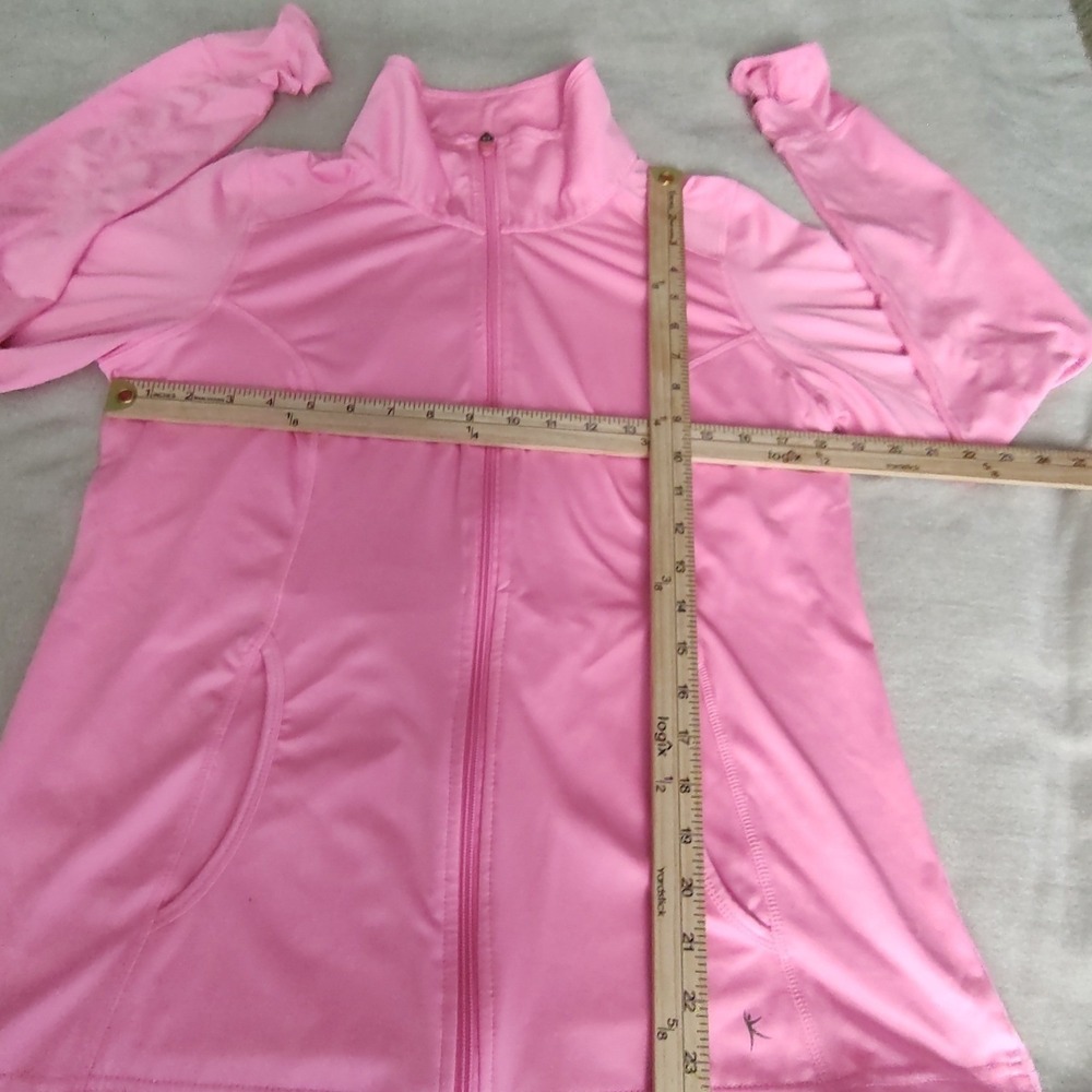 Danskin Now Zip Up Jacket Womens L Pink Excellent Dri-More Thumbhole Athletic